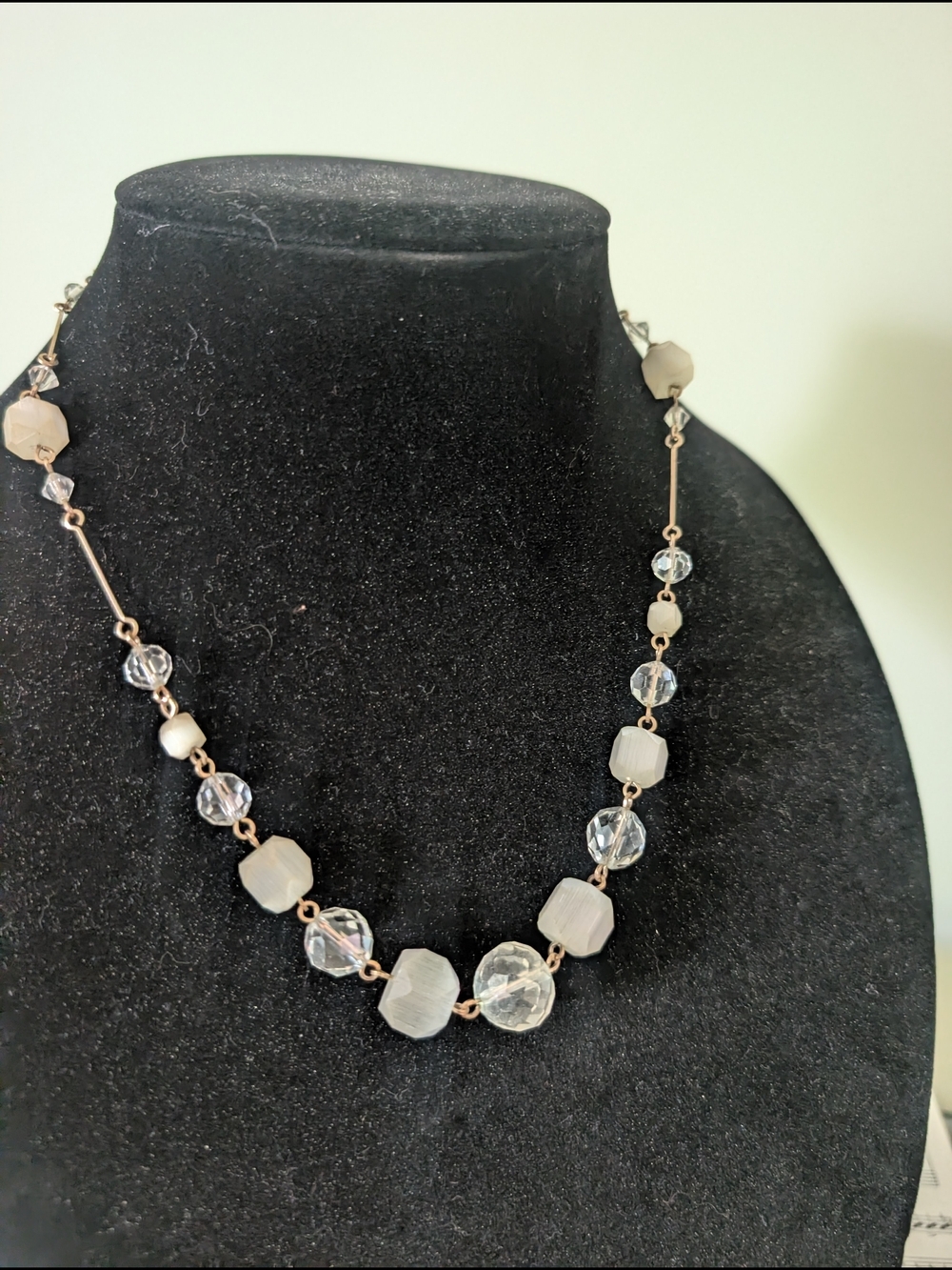 White Faceted Bead Necklace by